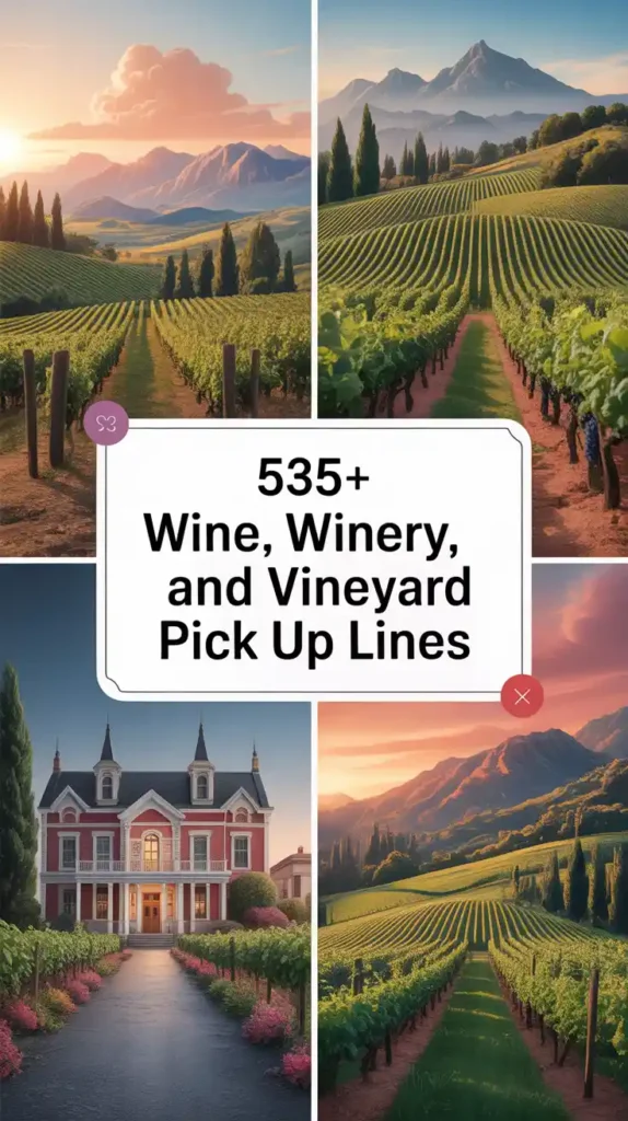 wine winey and Vineyard Pick up lines